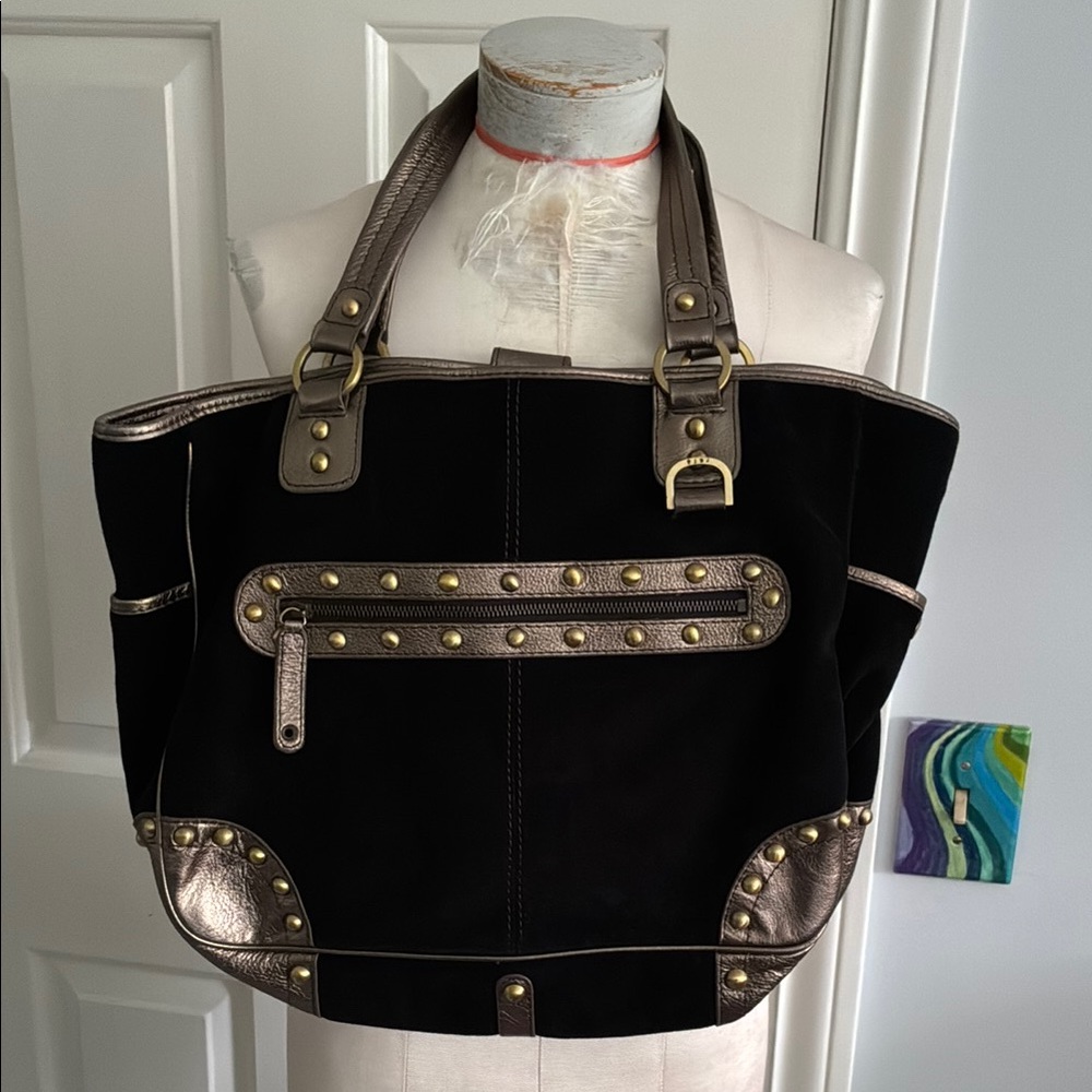 Rafe New York Black and Gold Studded Tote Bag